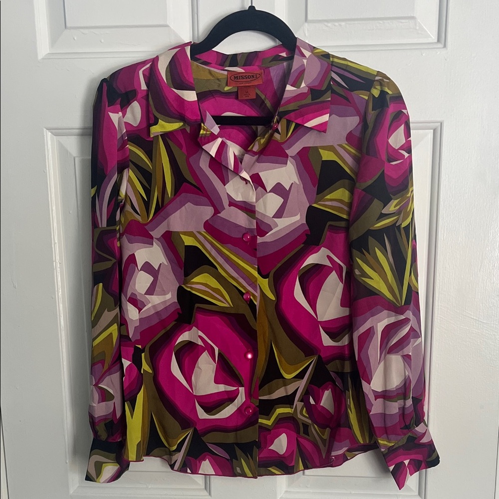 Missoni for Target Pink and Green Floral Blouse